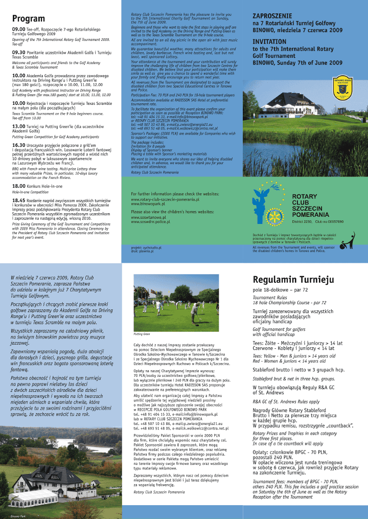 Turniej Rotary Club Plakat - Druki Ulotne - Wojciech Zych